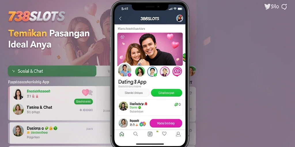 Screenshot antarmuka 738SLOTS dengan navigasi Dating App yang intuitif.