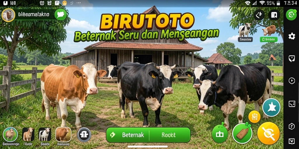 Antarmuka menampilkan peternakan yang indah dan hewan-hewan lucu