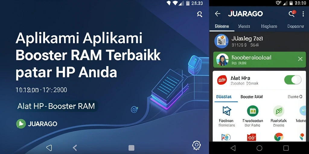 Tampilan antarmuka JUARAGO yang sederhana dan efektif untuk Booster RAM.
