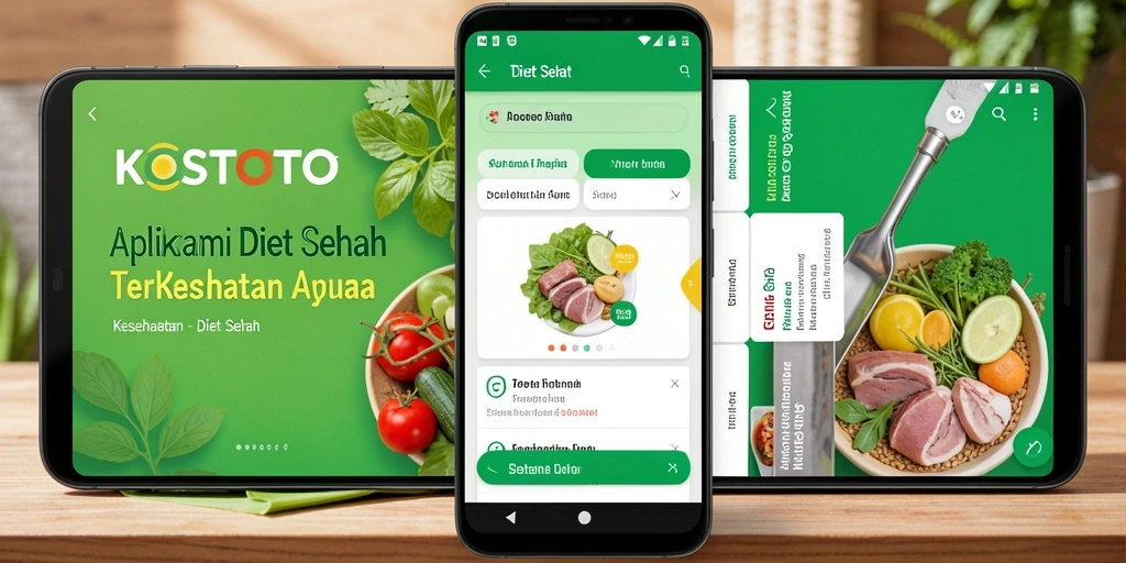 Antarmuka utama KOSTOTO menampilkan fitur diet sehat yang lengkap.
