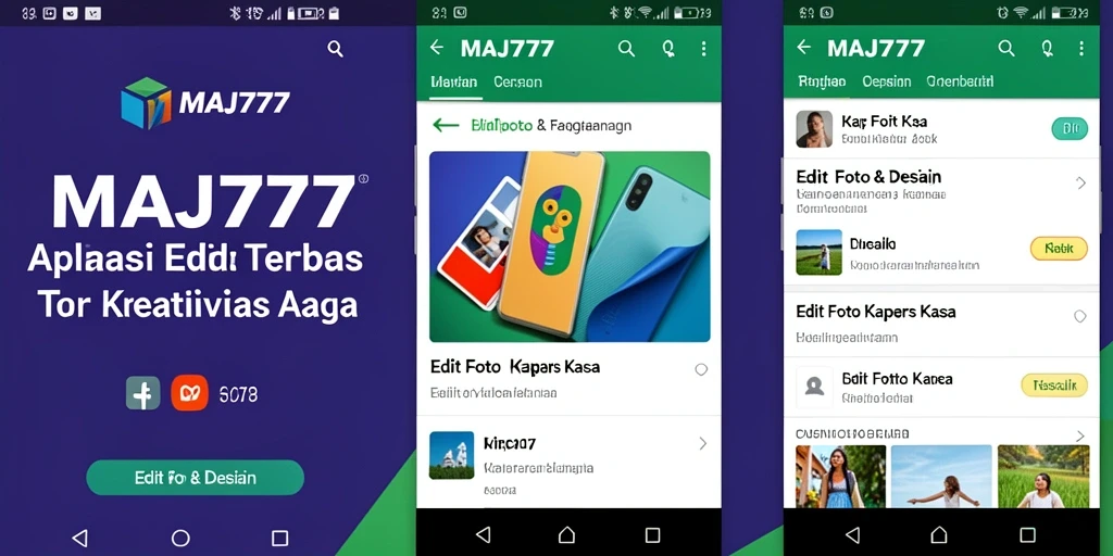 Antarmuka aplikasi MAJ777 untuk edit foto kertas kaca yang menarik.