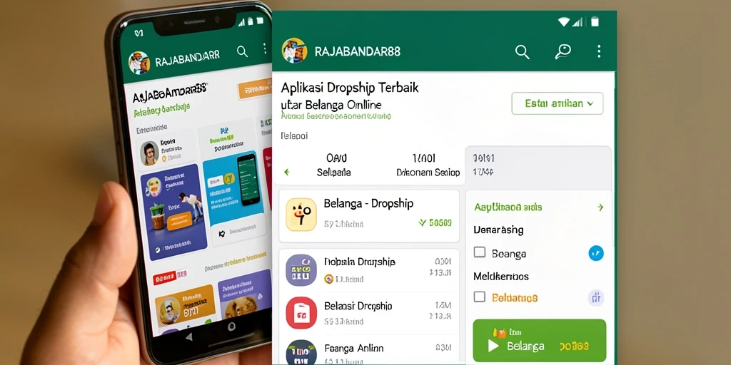 Tampilan antarmuka aplikasi RAJABANDAR88 yang user-friendly untuk dropshipping.