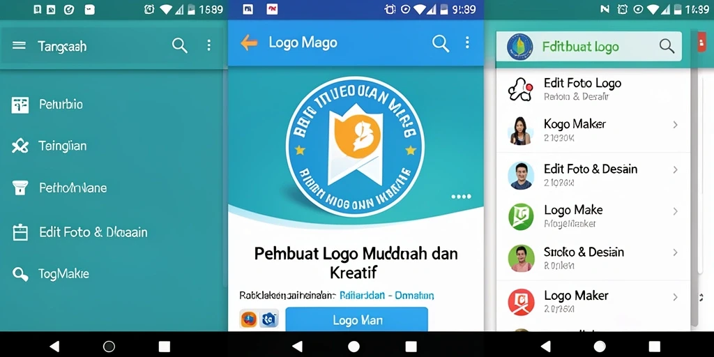 Tampilan antarmuka pengguna yang menarik dari aplikasi Logo Maker RR89.