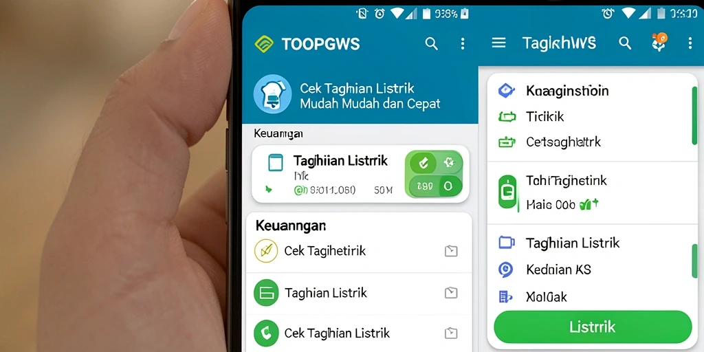 Tampilan utama TOOPGWS untuk cek tagihan listrik.