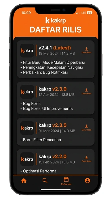 Riwayat Versi Aplikasi Kakrp Untuk Pengguna Android